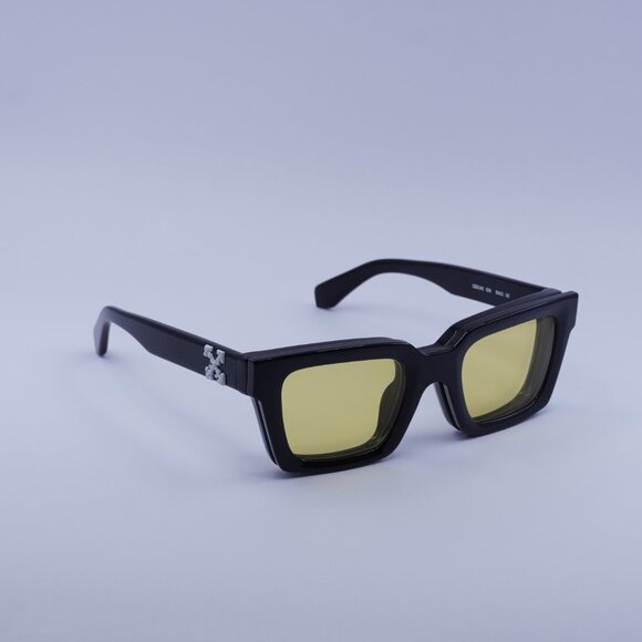 Off-White OERI14C CLIP ON 1018 Sunglasses Black Square Frame, Yellow Lenses - Picture 1 of 9